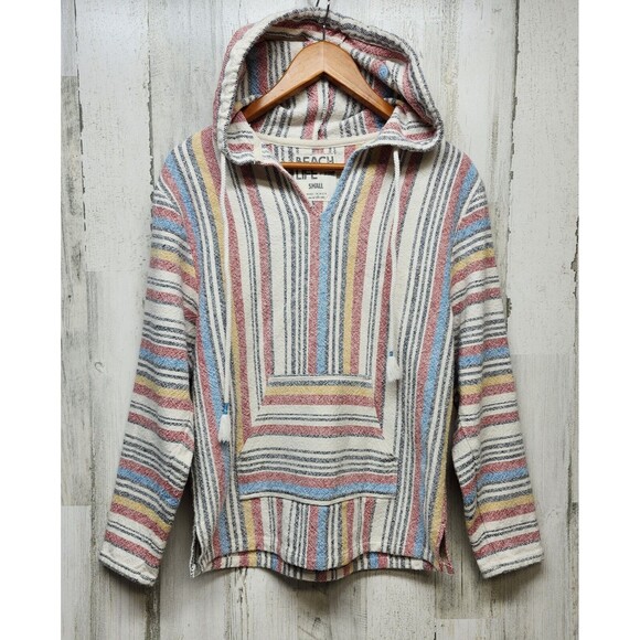 Beach Life Ladrft Poncho Small Multicolor Hoodie Beach Bohocore - Picture 4 of 10